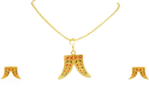 Assamese_Traditional_Gold_Plated_Red_Green_Colour_Hatti_Dant_Chain_Jewellery_Set_For_Women_&_Girls
